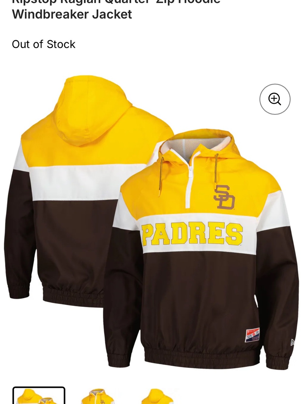 Men’s San Diego Padres New Era Ripstop Raglan Quarter-Zip Hoodie Windbreaker